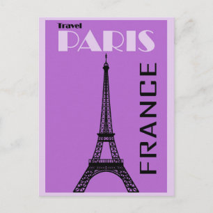 Cartão Postal Poster de viagens de púrpura da Torre Eiffel de Pa
