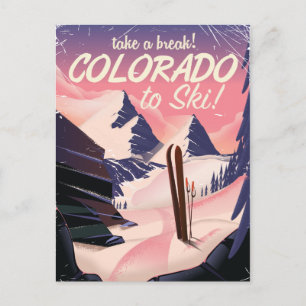 Cartão Postal Poster de viagens de retro Colorado Ski