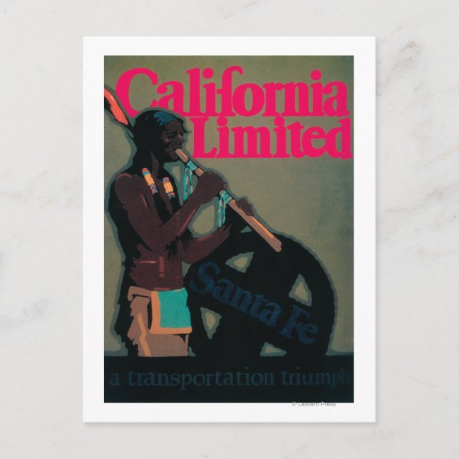Cartão Postal Poster de viagens de Trem Limitado da Califórnia (Frente)