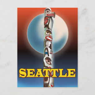 Cartão Postal Poster de viagens de vara de Seattle
