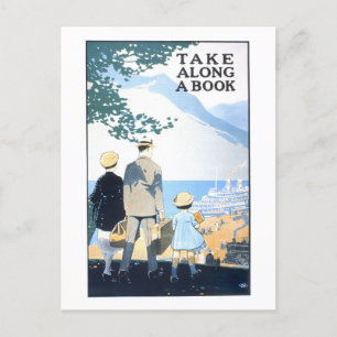 Cartão Postal Poster de viagens de Vintage "Pegue um Livro"