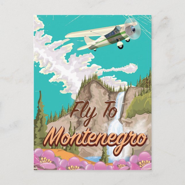 Cartão Postal Poster de viagens de voo da rota Montenegro (Frente)