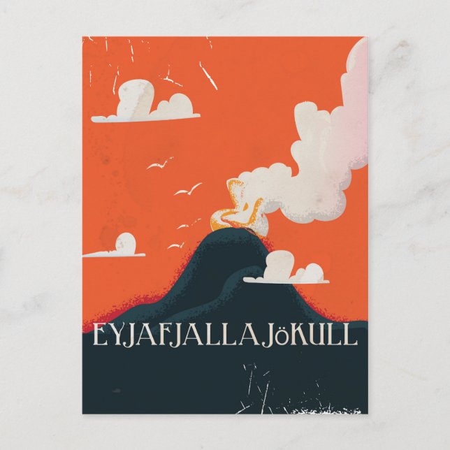 Cartão Postal Poster de viagens de vulcão Eyjafjallajökull (Frente)
