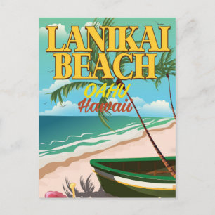 Cartão Postal poster de viagens do Havaí, em lanikai Beach