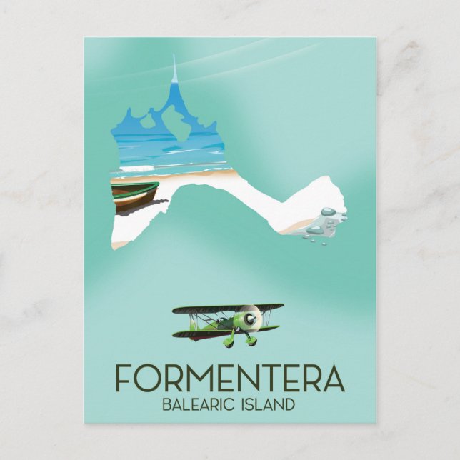 Cartão Postal Poster de viagens do mapa das ilhas Baleares de Fo (Frente)