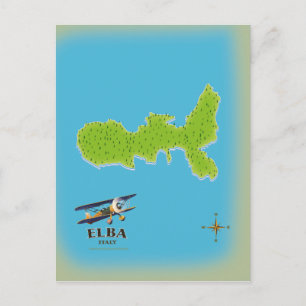 Cartão Postal Poster de viagens do mapa Elba Itália