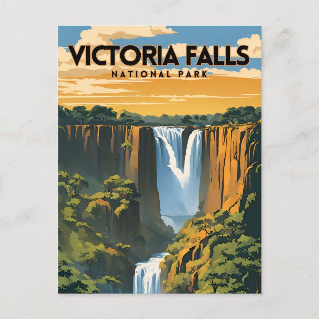 Cartão Postal Poster de viagens do Parque Nacional Victoria Fall (Frente)