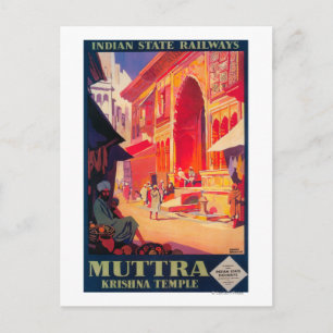 Cartão Postal Poster de viagens do Templo Muttra Krishna