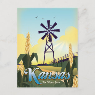 Cartão Postal Poster de viagens "Estado do Trigo" do Kansas.