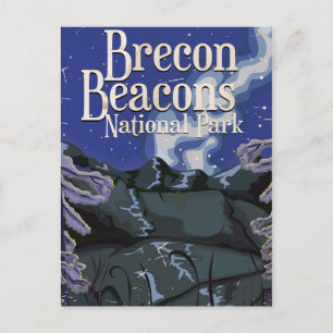 Cartão Postal Poster de viagens ferroviário Brecon Beacons Vinta