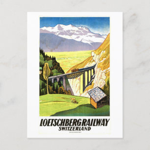 Cartão Postal Poster de viagens Ferroviário Vintage Loetschberg