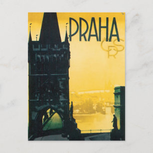 Cartão Postal Poster de viagens fino Vintage Praga (Praha)