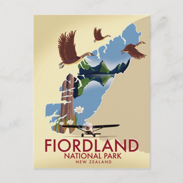 Cartão Postal Poster de viagens Fiordland National Park - Nova Z (Frente)
