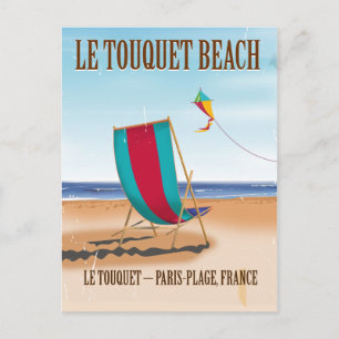 Cartão Postal Poster de viagens francês Le Touquet Beach Vintage
