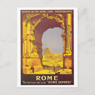 Cartão Postal poster de viagens francês "Roma" Vintage
