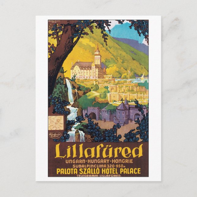 Cartão Postal Poster de viagens húngaro de Lillafured (Frente)