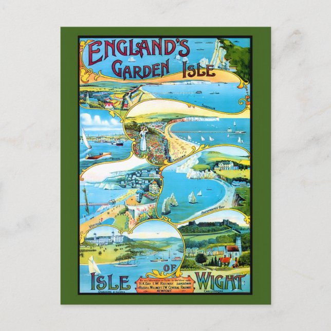 Cartão Postal Poster de viagens Isle of Wight (Frente)