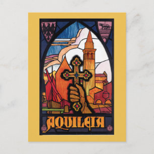 Cartão Postal Poster de viagens italiano Aquileia Vintage