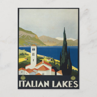 Cartão Postal Poster de viagens italiano Lagos Vintage Itália