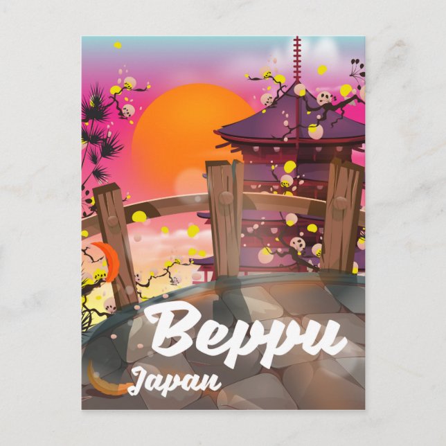 Cartão Postal Poster de viagens Japonês Beppu (Frente)