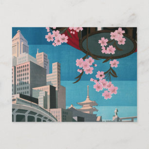 Cartão Postal Poster de viagens Japonês Tokyo Vintage