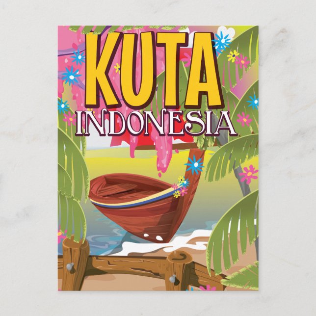 Cartão Postal Poster de viagens Kuta Indonésia (Frente)