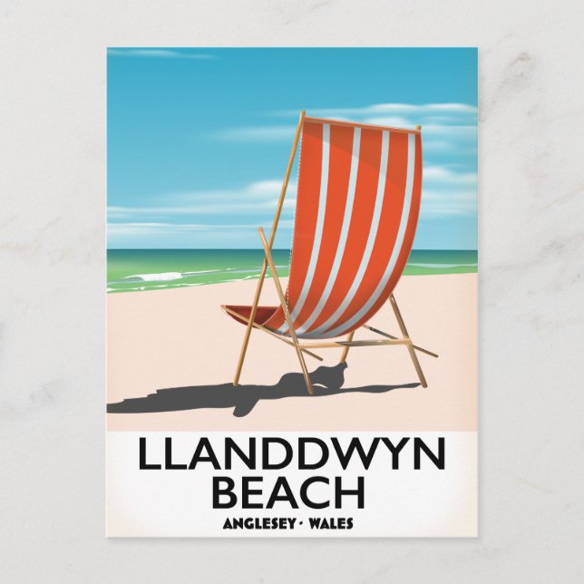 Cartão Postal poster de viagens Landdwyn Beach Anglesey Wales (Frente)