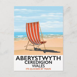 Cartão Postal Poster de viagens litoral de Aberystwyth Wales