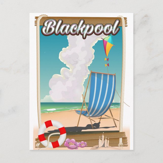 Cartão Postal Poster de viagens litoral de praia de Blackpool (Frente)