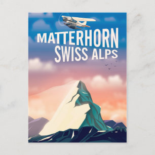 Cartão Postal Poster de viagens Matterhorn dos Alpes Suíços