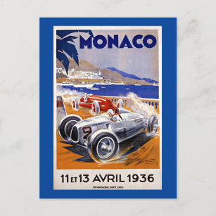 Cartão Postal Poster de viagens Mônaco, corrida de carros de 193