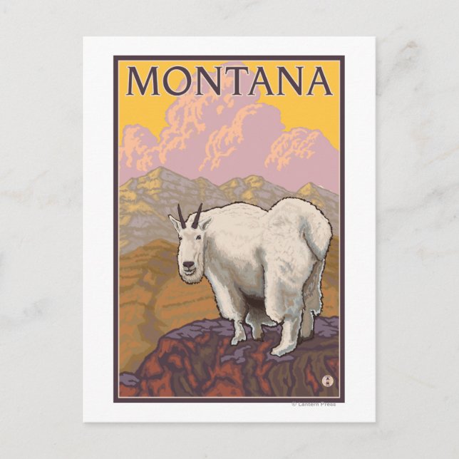 Cartão Postal Poster de viagens Mountain GoatMontanaVintage (Frente)