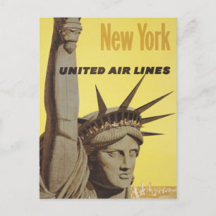 Cartão Postal Poster de viagens Para Nova Iorque, United Air Lin