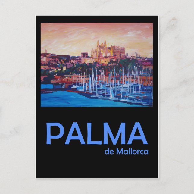 Cartão Postal Poster de viagens Retro Palma de Maiorca (Frente)