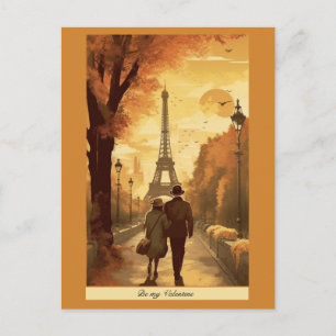 Cartão Postal Poster de viagens, Romance em Paris personalizável