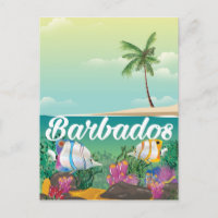 Poster de viagens submarino de Barbados