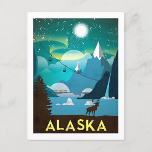 Cartão Postal Poster de viagens Vintage Alaska