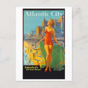 Cartão Postal Poster de viagens Vintage Atlantic City