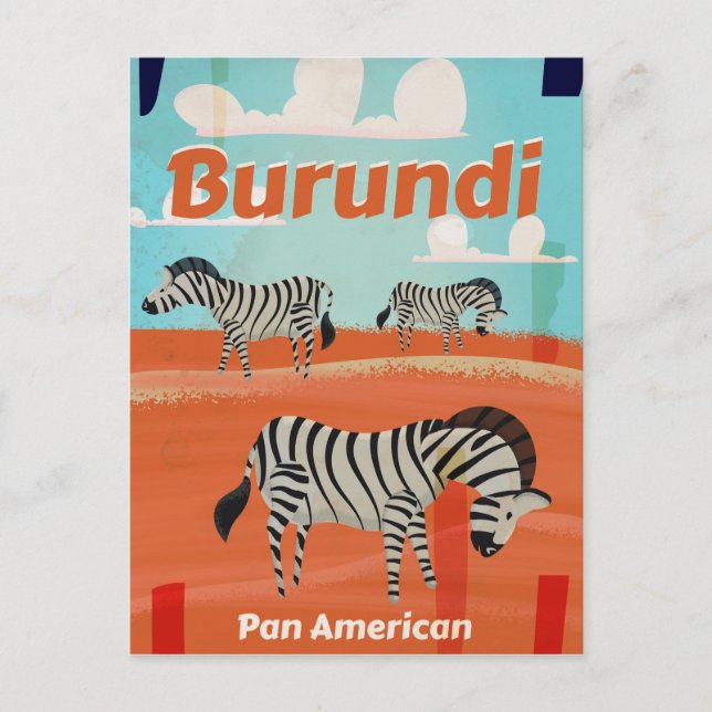 Cartão Postal Poster de viagens vintage Burundi (Frente)