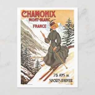 Cartão Postal Poster de viagens Vintage Chamonix Mont Blanc
