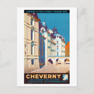 Cartão Postal Poster de viagens Vintage Cheverny France
