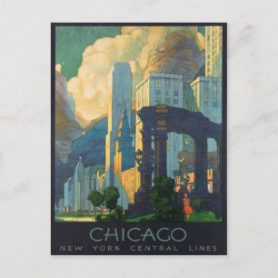 Cartão Postal Poster de Viagens vintage da América de Chicago