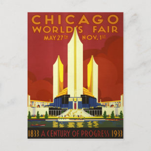 Cartão Postal Poster de Viagens vintage da Feira Mundial de Chic