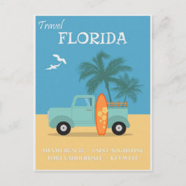 Cartão Postal Poster de Viagens vintage da Florida Beach