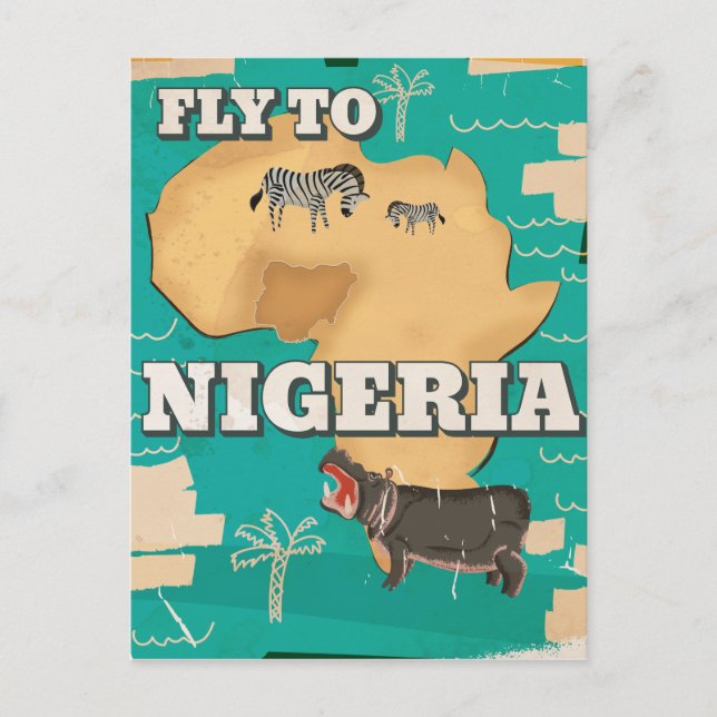 Cartão Postal Poster de Viagens vintage da Nigéria (Frente)