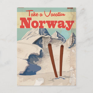 Cartão Postal Poster de viagens Vintage da Noruega