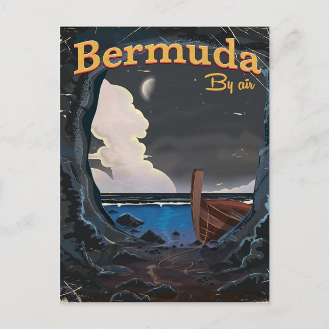 Cartão Postal Poster de viagens vintage das Bermudas (Frente)