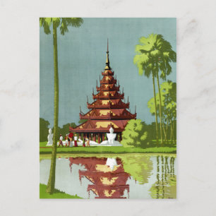 Cartão Postal Poster de Viagens vintage de Calcutá restaurada