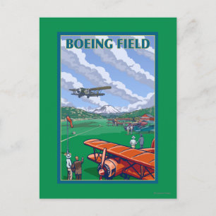 Cartão Postal Poster de Viagens vintage de campo de Boeing