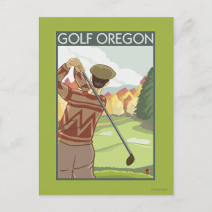 Cartão Postal Poster de Viagens vintage de cena do OregonGolf